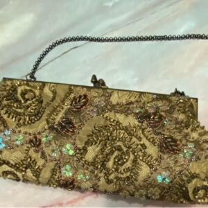 Elegant Vintage Gold Embroidered Clutch